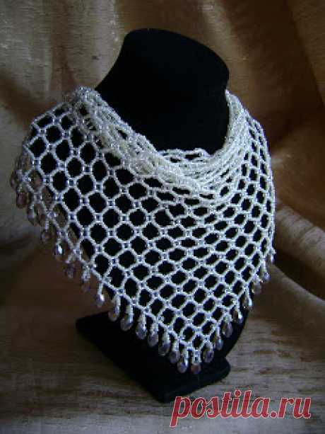 Косынка из бисера. Техника плетения "Славянка". Вертикальное плетение. | biser.info - всё о бисере и бисерном творчестве