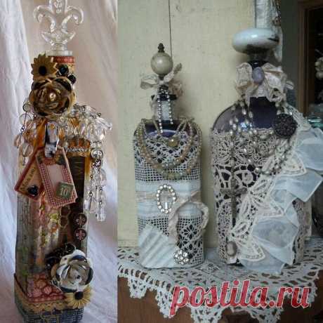 Флакончики с декором из бижутерии