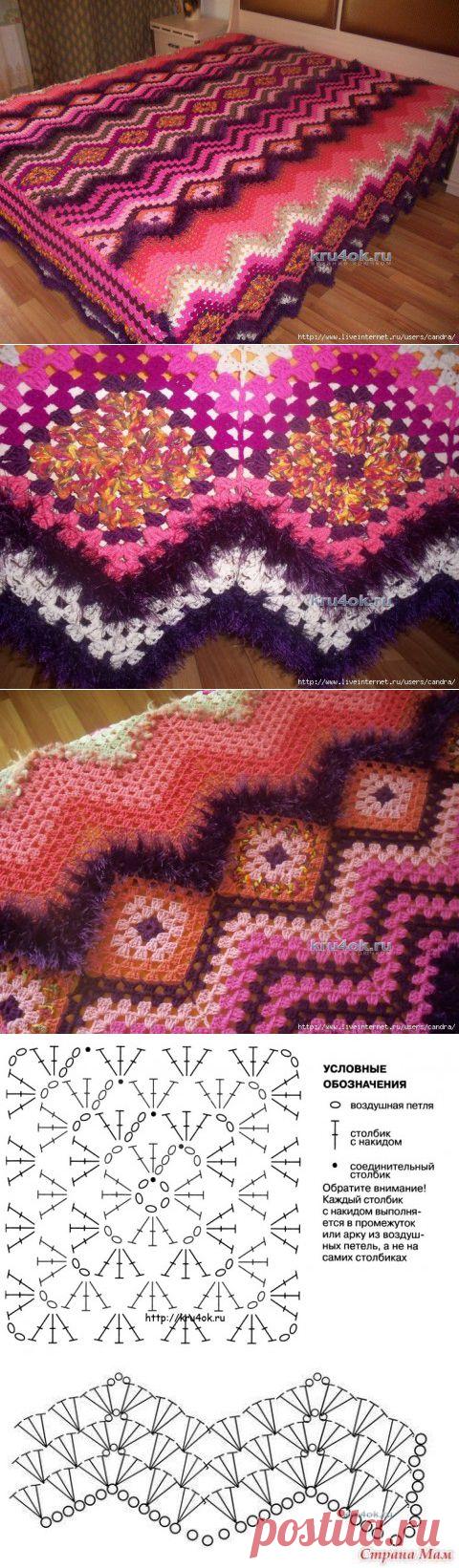 Вязаный крючком плед — работа Екатерины - вязание крючком на kru4ok.ru