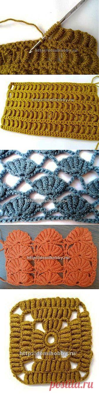 Узоры крючком с витыми столбиками.