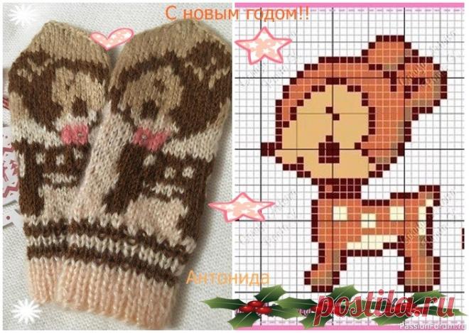 Варежки детские со схемами. 