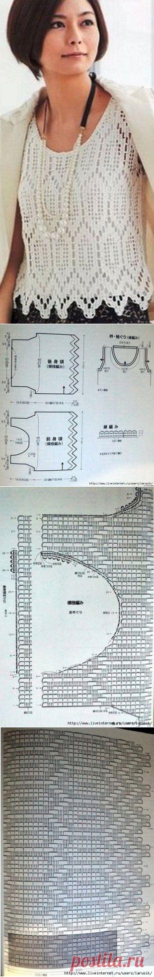 Вязанный топ с интересным рисунком