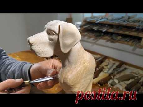 I carved a german dogge out of wood . Woodcarving - YouTube