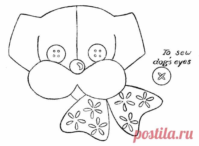 Щенок с глазами-пуговицами - аппликация