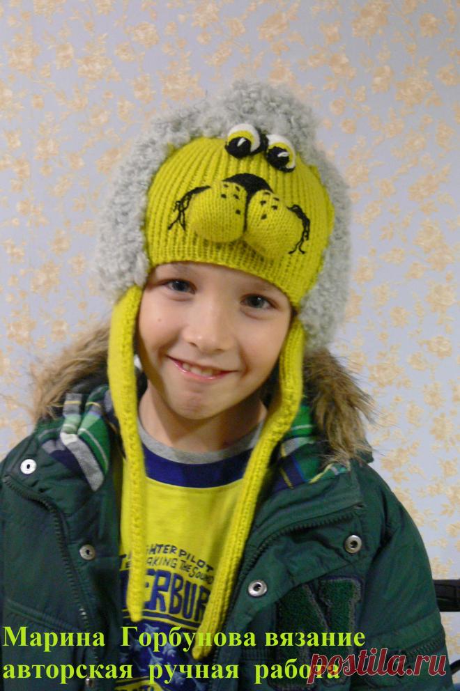 Шапка Собачка Пудель Зелёное яблоко