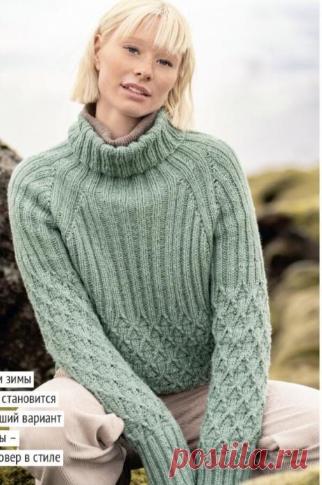 Очаровательные джемперы в зелёных оттенках. Идеи и схемы вязания. | Вяжем вместе - вяжем стильно. | Дзен