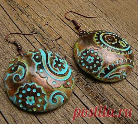 (7) Perfectly paisley polymer clay earrings