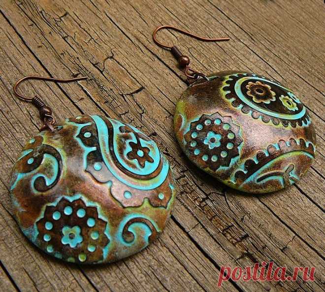 (7) Perfectly paisley polymer clay earrings