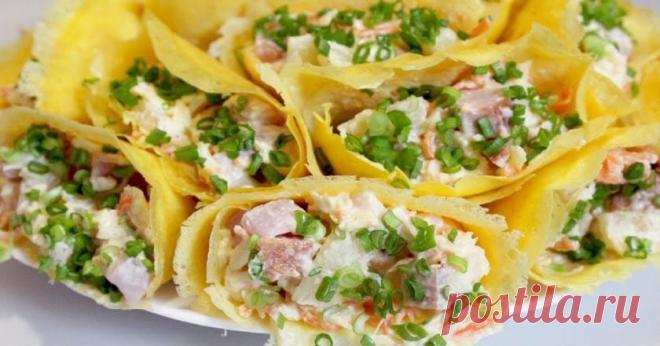 Очень вкусные блинчики с курицей и ананасами