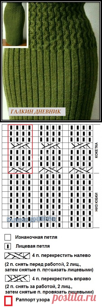 Юбка-карандаш спицами