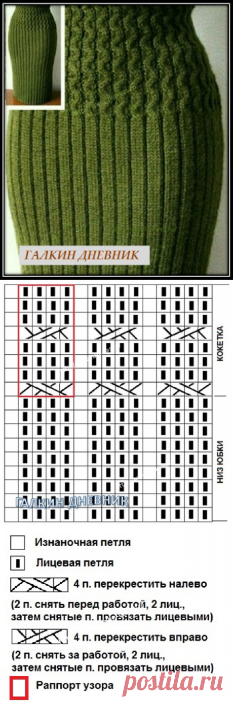 Юбка-карандаш спицами