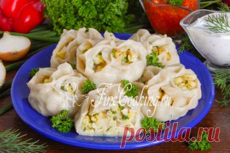 Манты в мультиварке с филе морской рыбы и луком от Татьяна https://finecooking.ru/about на заварном тесте
