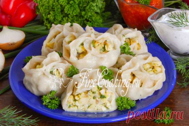 Манты в мультиварке с филе морской рыбы и луком от Татьяна https://finecooking.ru/about на заварном тесте