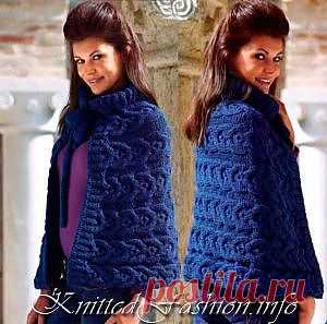 Накидка с объемным узором - KnittedFashion.info