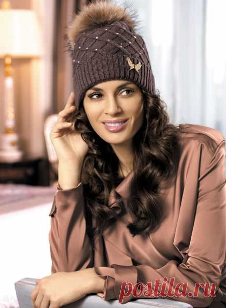 Молодёжная шапка с помпоном Kamea Otylia - Malinka-fashion.ru