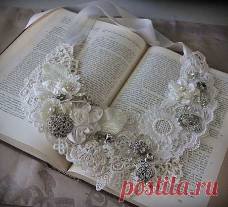 Винтажные цветы, броши, колье, воротнички