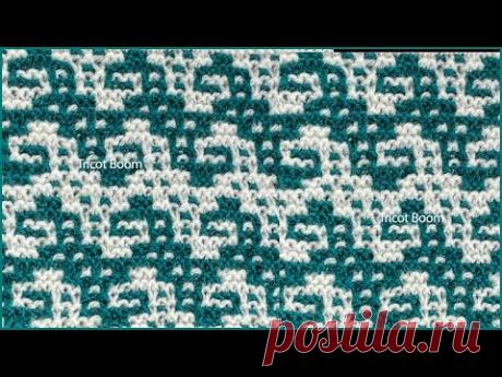 Мозаичный узор, вязание спицами.