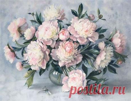 Цветочное да ягодное. Акварели Елены Базановой..