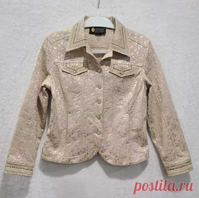 Christine Alexander Jacket Women Size S Jacquard Rhinestone Embellished Studs | eBay
