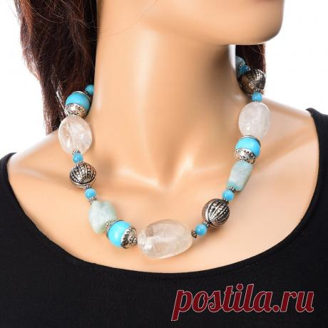 Купить Бусы из натуральных камней (бирюза, кварц, кошачий глаз) за 3 500 ₽ в Москве — 0056132