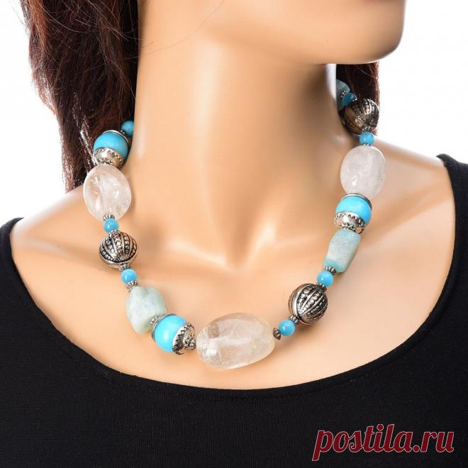 Купить Бусы из натуральных камней (бирюза, кварц, кошачий глаз) за 3 500 ₽ в Москве — 0056132