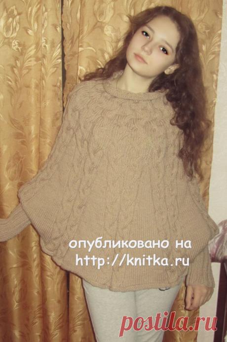 Вязаное спицами пончо – работа Людмилы, Вязание для женщин