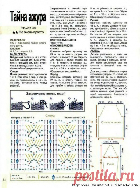 Тайна ажура - пуловер крючком..