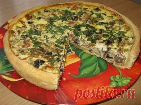 Киш с грибами, курицей и помидорами - Кулинарный рецепт - Повар в доме