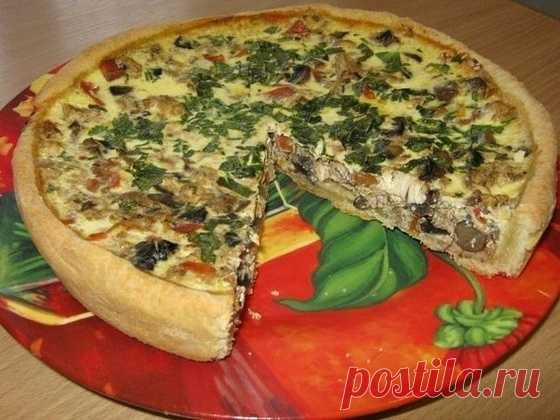Киш с грибами, курицей и помидорами - Кулинарный рецепт - Повар в доме