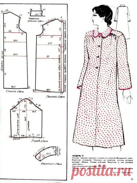 14 моделей ретро халатов и ночных рубашек для пышных дам! Схемы выкроек! | Юлия Жданова | Яндекс Дзен