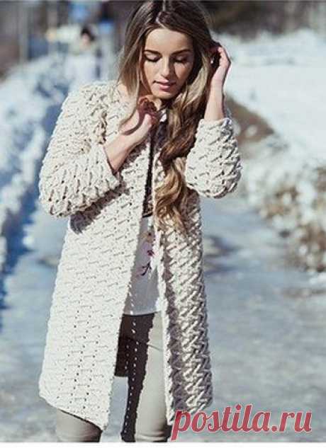 Пальто рельефным узором зиг-заг крючком.Узор зиг-заг крючком для кардигана или жакета | Я Хозяйка