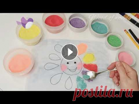 DIY Как сделать поделку из крупы Солнце Поделка из крупы манной подкрашенной пищевым красителем #DIY #diyideas #handmade #поделкаизкрупыманной #craftcun #поделкавсадик #поделкидлядетей #puls...