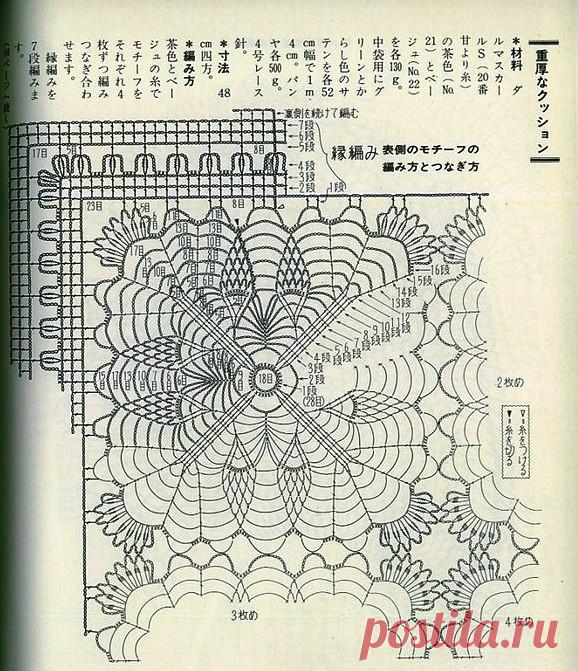 Ажурные подушки из квадратных мотивов — Рукоделие