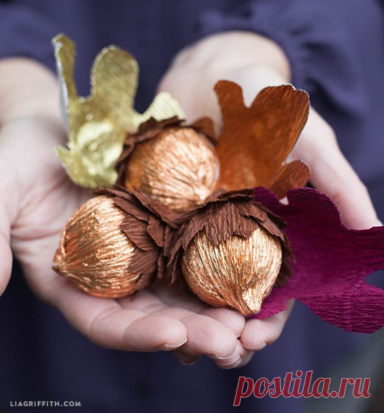 Желуди из креповой бумаги. МК и шаблон (6 фото) | WmnDay.ru - Handmade, фитнес, интерьеры