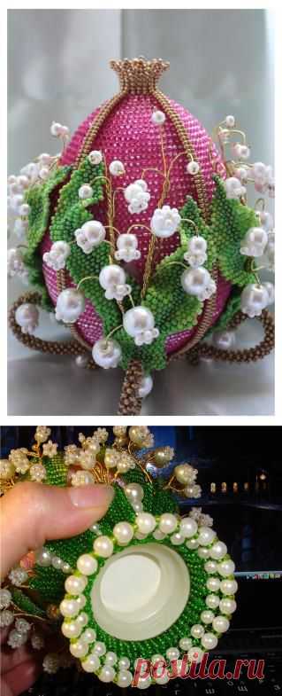 Бисерное яйцо с ландышами