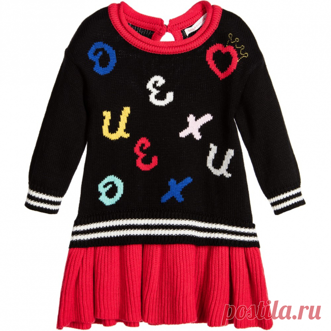 Deux Par Deux - Girls Black Knitted Dress | Childrensalon