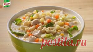 Солнечные Филиппины ждут вас - 
Молочный суп с рожками - невероятно вкусно! 
Ингредиенты - растительное масло, лук, чеснок, сельдерей, куриная грудка, картофель, морковь, молоко, кукуруза консервированная, пекинская капуста, соль, перец.