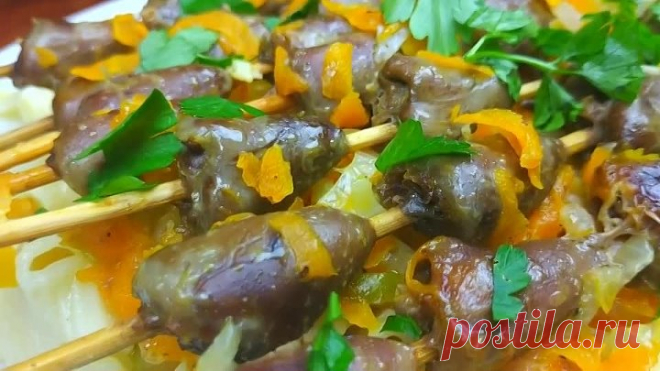 Вы тоже захотите ЕГО приготовить! ШАШЛЫК НА СКОВОРОДЕ из куриных сердечек.