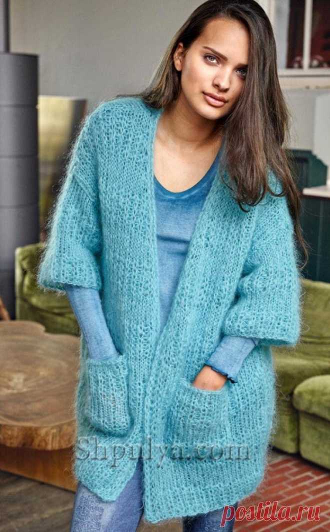 Жакет из мохера спицами с описанием Схемы вязания, модели и узоры спицами. Вязание спицами со схемами и описанием. Вязание спицами для начинающих и профессионалов. Каждый день новая схема и мастер классы.