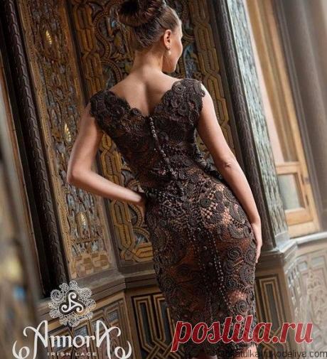 Великолепное платье “Магнолия” Дизайнерское вечернее платье “Магнолия” от Annora, цвета горький шоколад.Подборка схем.