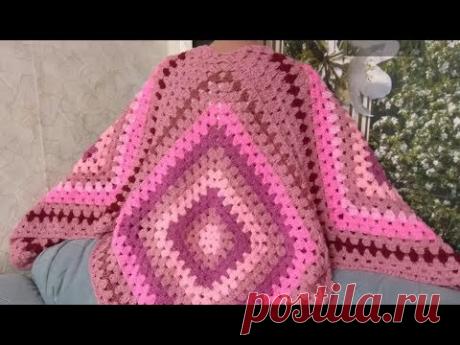 Пончо из трёх квадратов Используем остатки пряжи