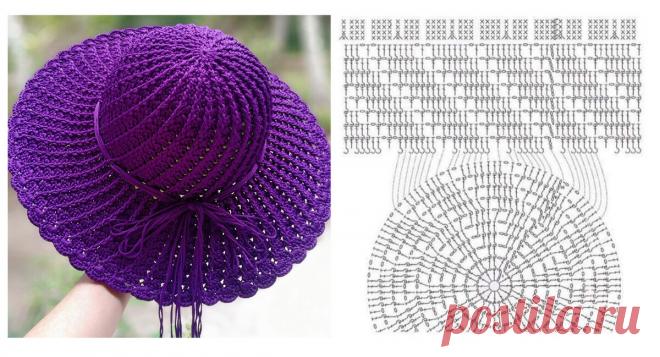 10 АЖУРНЫХ шляпок крючком со схемами👒 подборка | Мотки Клубки ☘️ | Дзен