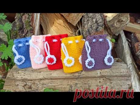 Mini crochet bag tutorial | Case for headphones crochet