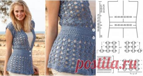 Нежный жилет крючком