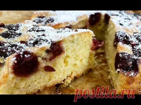 Быстрый ПИРОГ С ВИШНЕЙ консервированной!  БЫСТРО и ВКУСНО! CHERRY PIE super easy and super TASTY