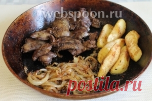Куриная печень с яблоками