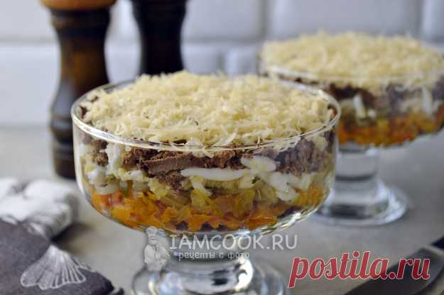 Салат «Первый снег» с куриной печенью — рецепт с фото пошагово