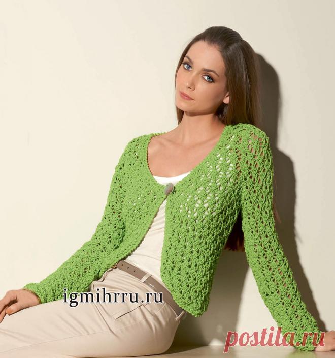 Летний ажурный жакет спицами