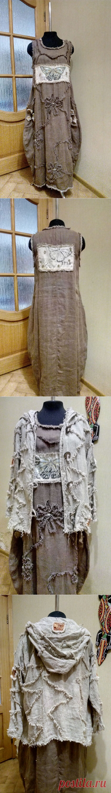 Платье кокон изо льна а ля обшарпе – купить в интернет-магазине на Ярмарке Мастеров с доставкой - CND1NRU | Ступино