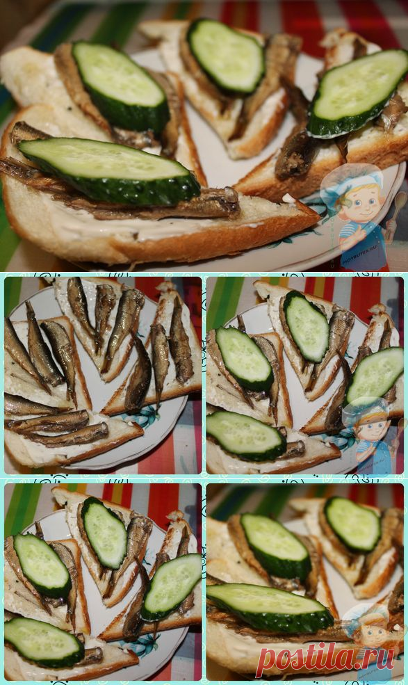 Бутерброды со шпротами и свежим огурцом — готовим закуску вкусно